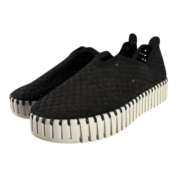 Isle Jacobsen Shoes - Ilse Jacobsen Women's Slip On TULIP3373-001 Black Sneakers Knit Size 7.5